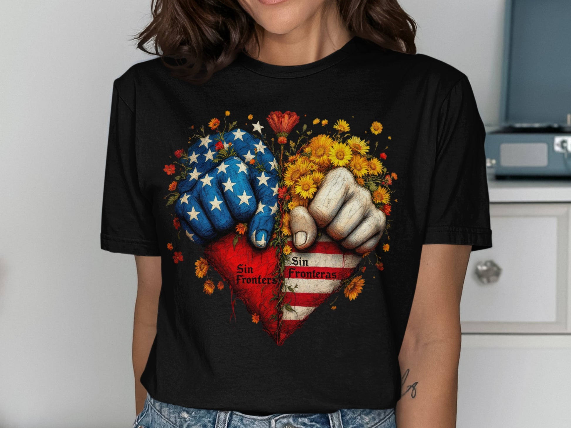 Sin Fronteras Heart and Fists Graphic T-Shirt product
