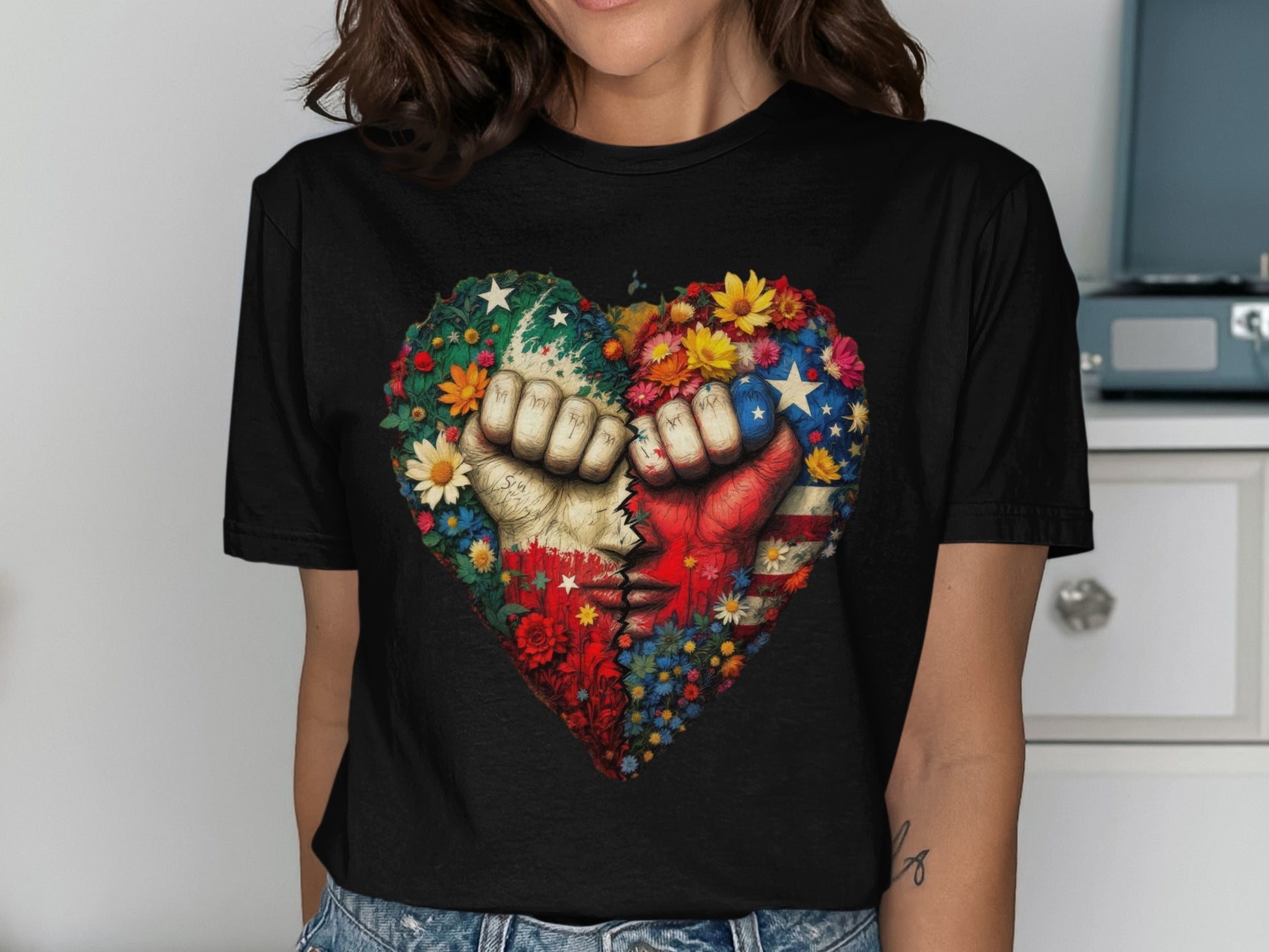 Heart Shaped Multinational Fist Bump T-Shirt Product