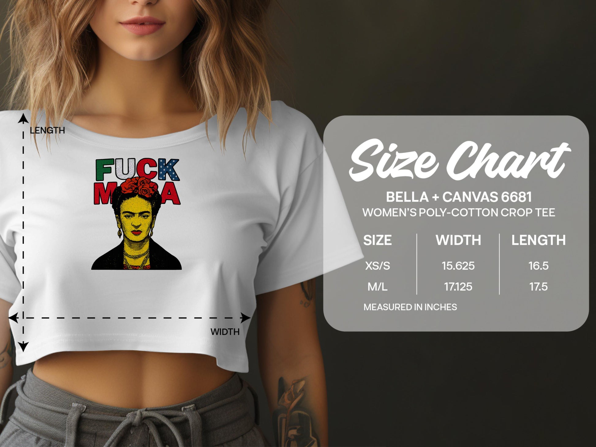 Women's Bella Canvas Frida Graphic Crop Tee product type