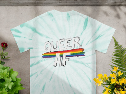 Queer AF Rainbow Tie Dye Statement Shirt product type