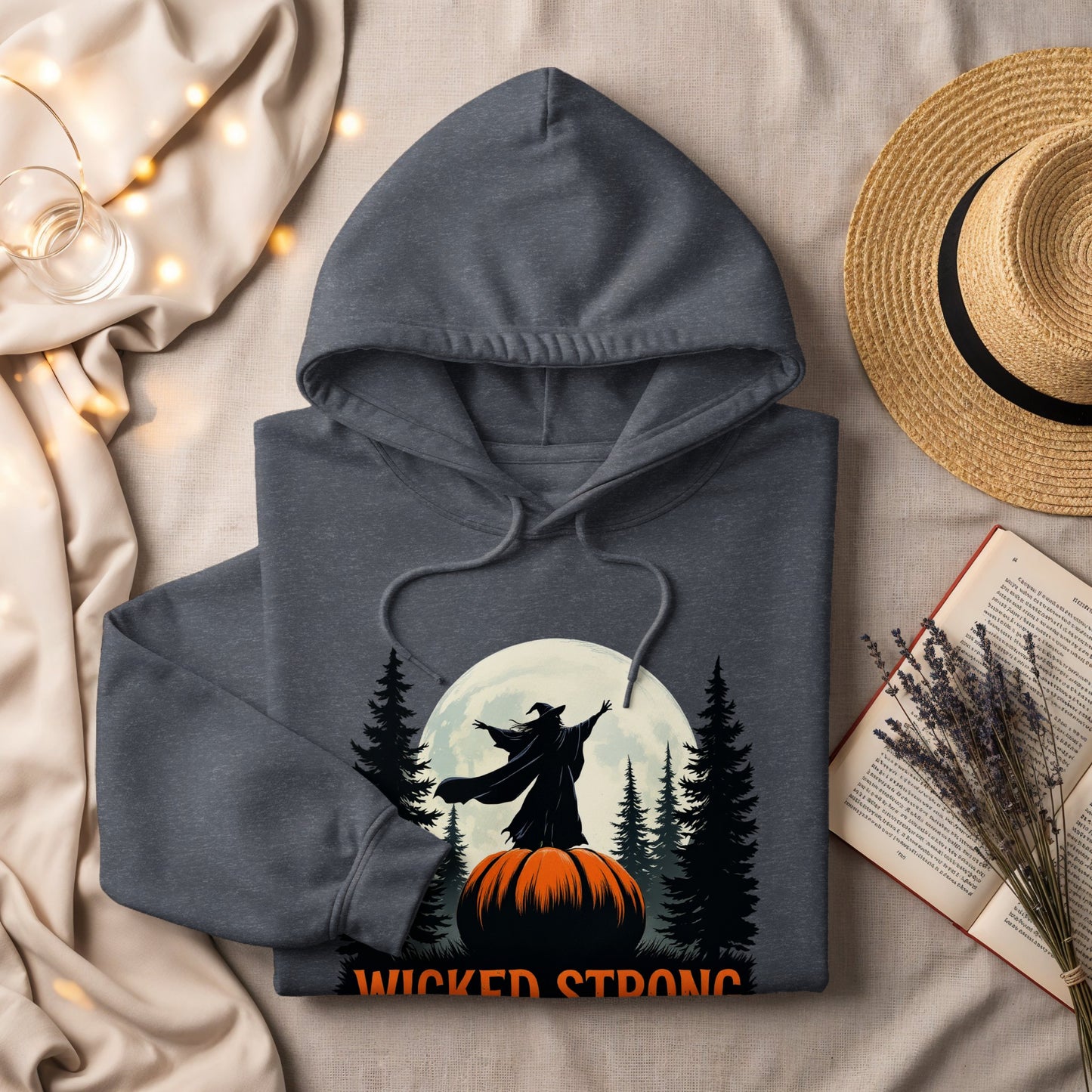 Wicked Strong Halloween Witch on Pumpkin Hoodie product