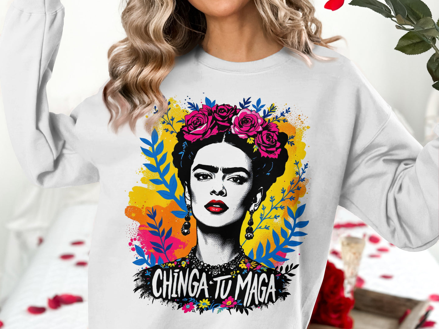 Colorful Frida Kahlo Graphic Print Sweatshirt product type