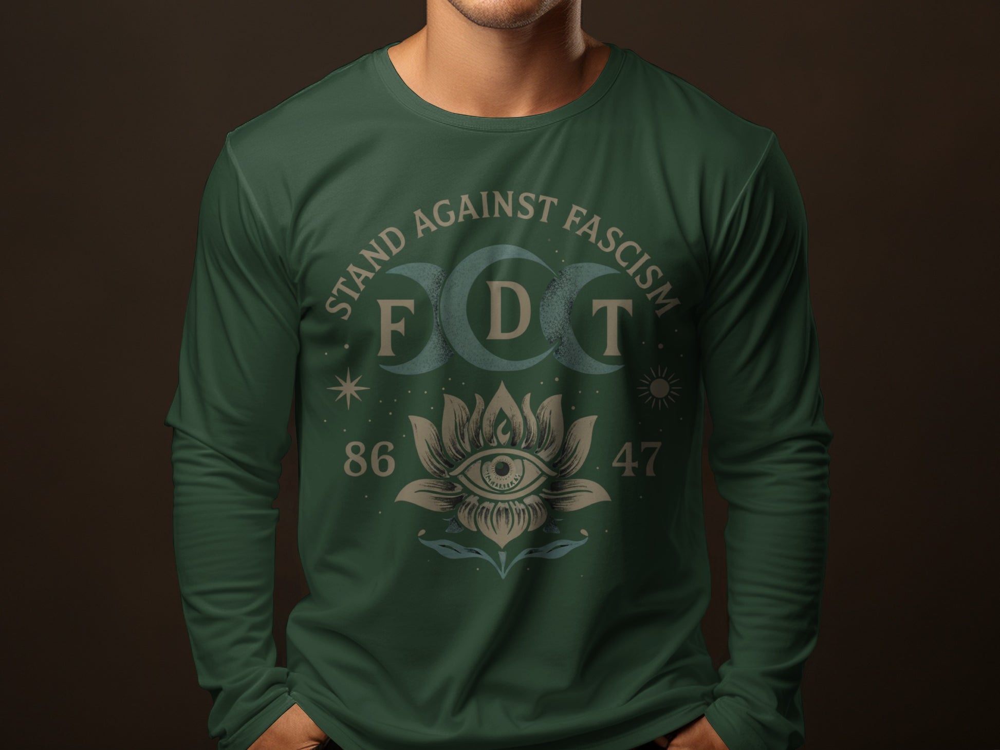 Stand Against Fascism Eye Design Long Sleeve Shirt