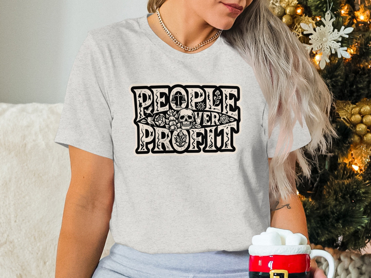 People Over Profit Statement T-shirt for Everyday Wear