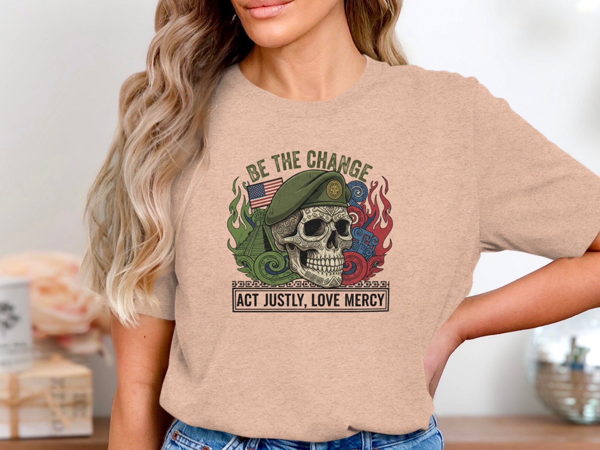 Be The Change Act Justly Love Mercy Skull Shirt