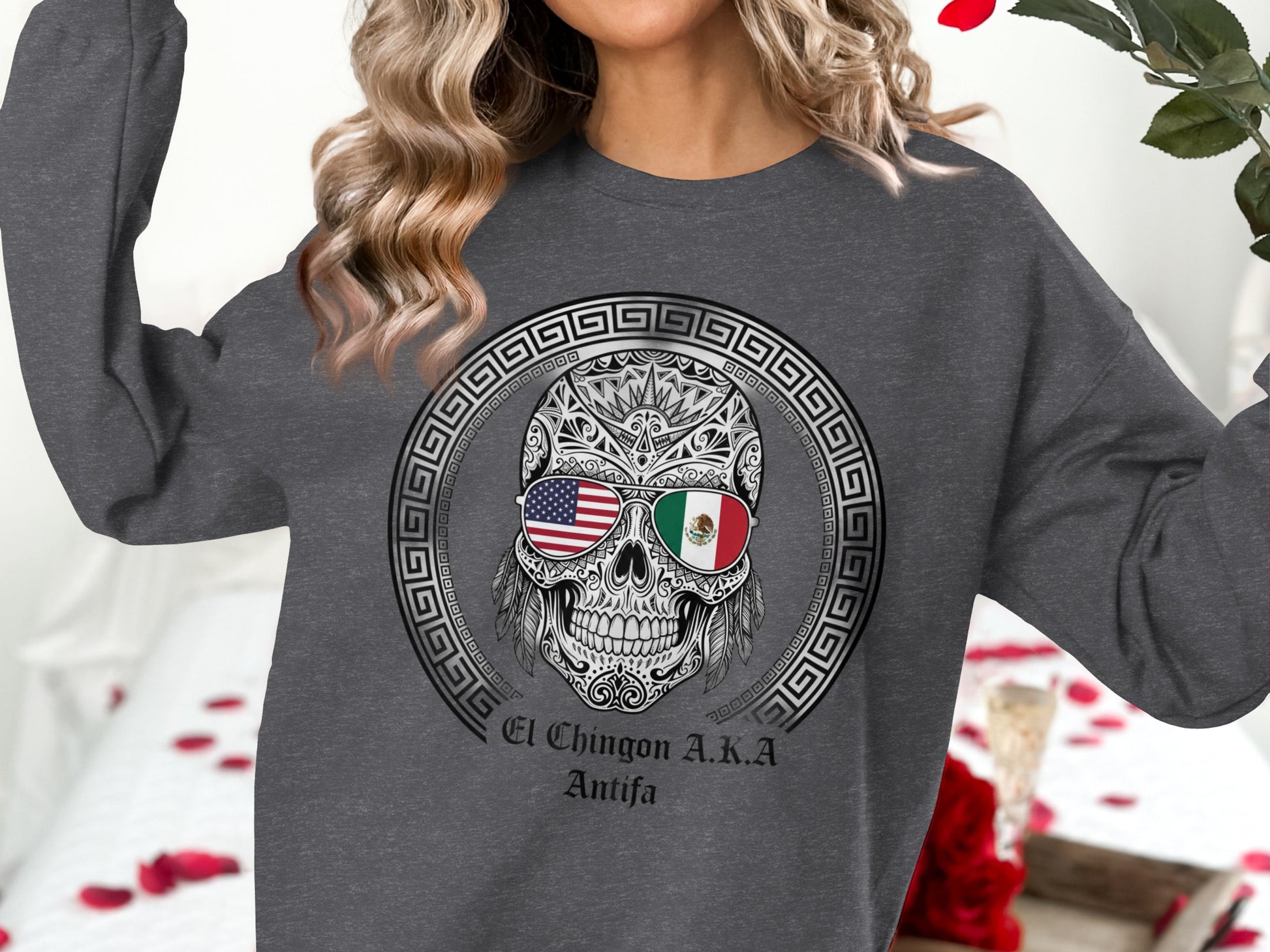 El Chingon A.K.A Antifa Skull Graphic Sweatshirt