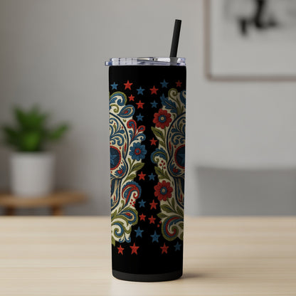 Colorful Paisley and Stars Design Tumbler product type