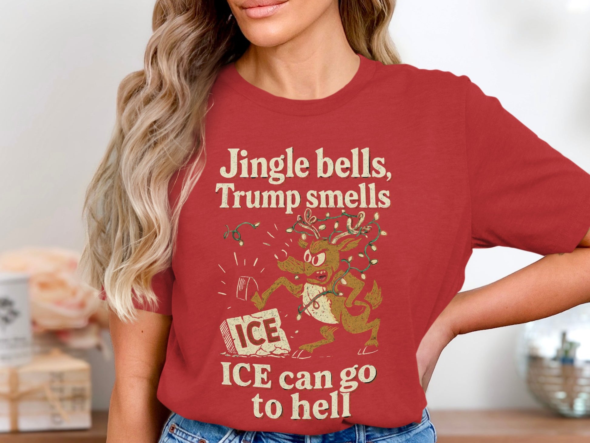 Jingle Bells Trump Smells Ice Can Go To Hell Shirt