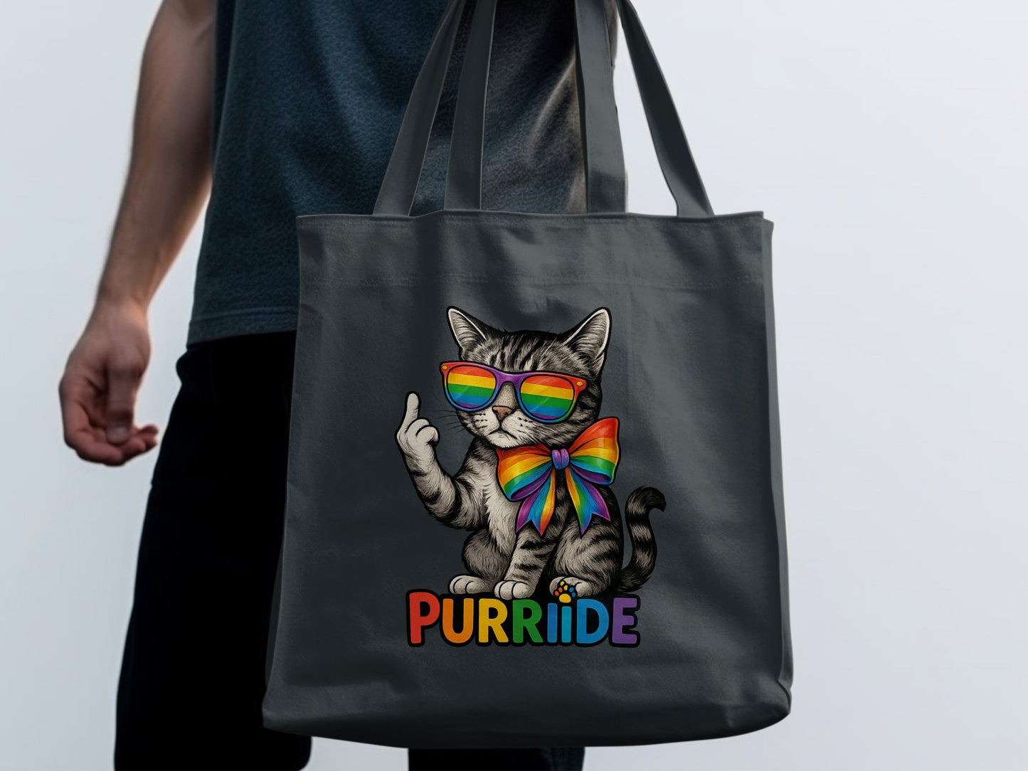 Stylish Cat with Rainbow Glasses Tote Bag product