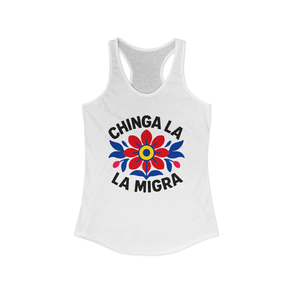 Chinga La Migra Colorful Floral Design Apparel