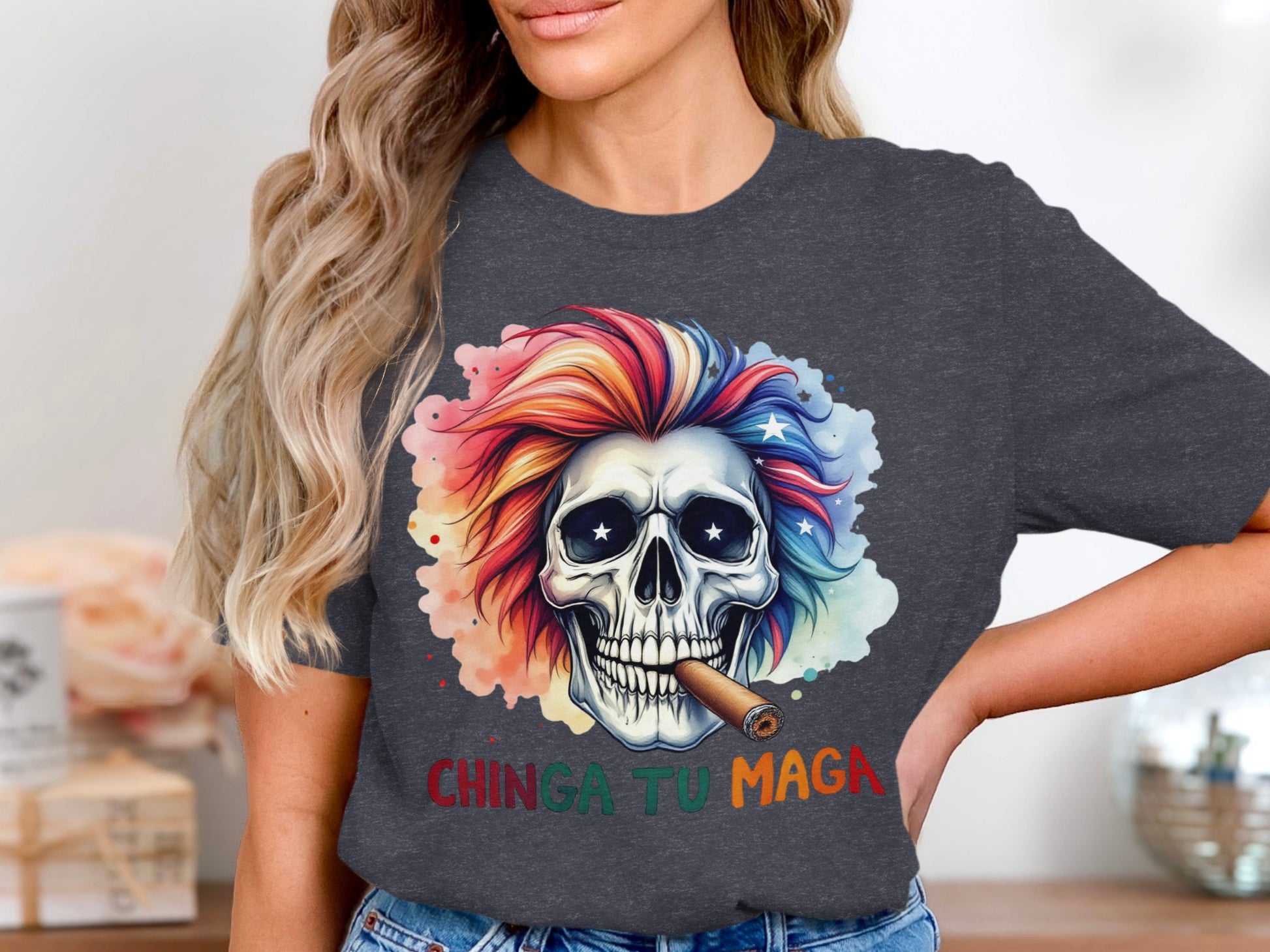 Chinga Tu Maga Skull Art Graphic Tees product