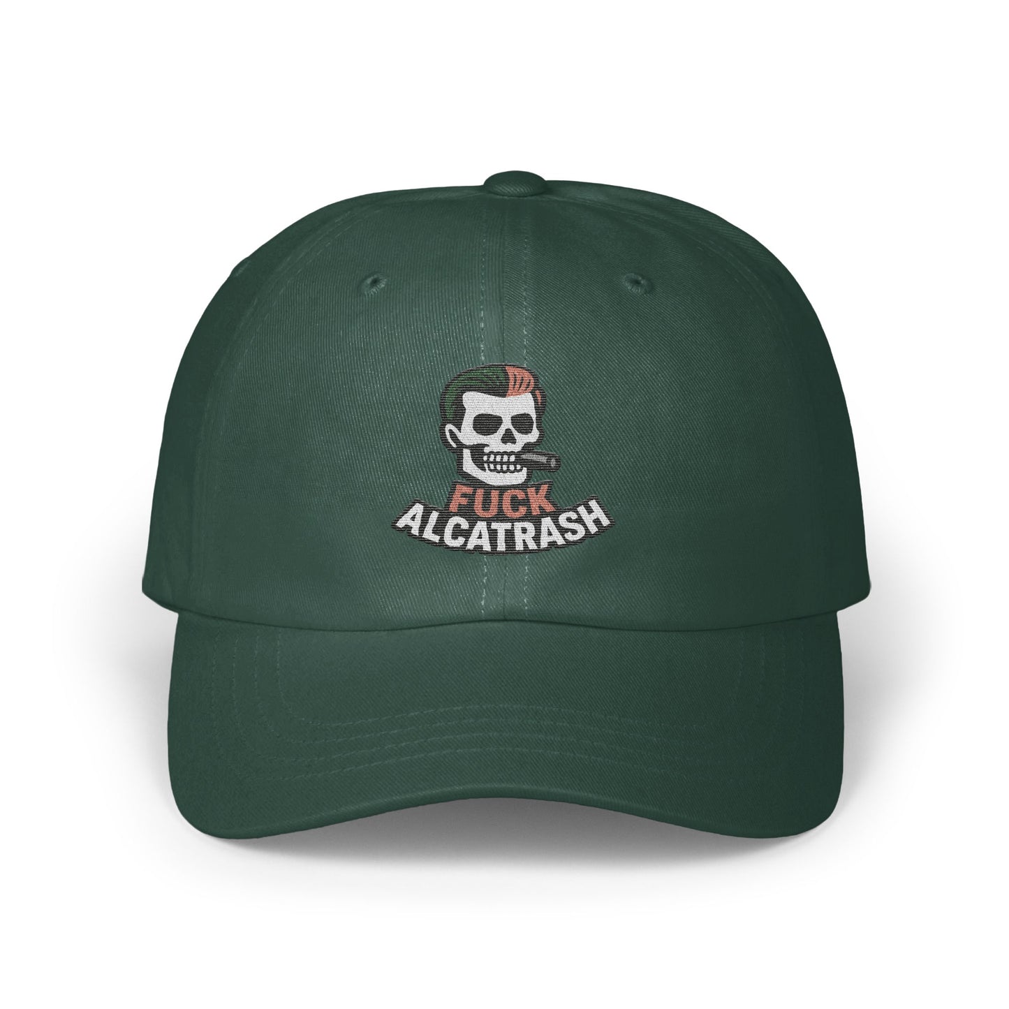 Skull and Text Embroidered Dark Green Cap product type