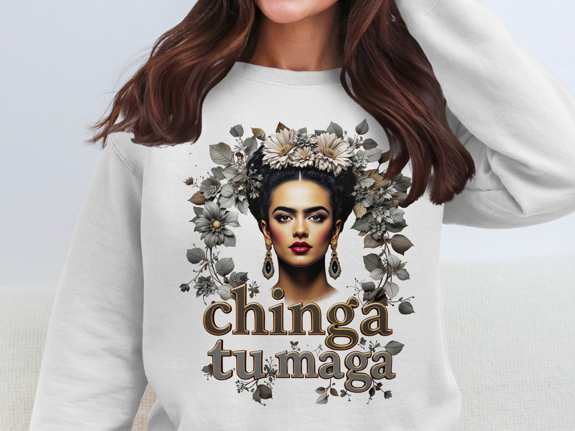 Bold Floral Design with Empowering Phrase Sweatshirt