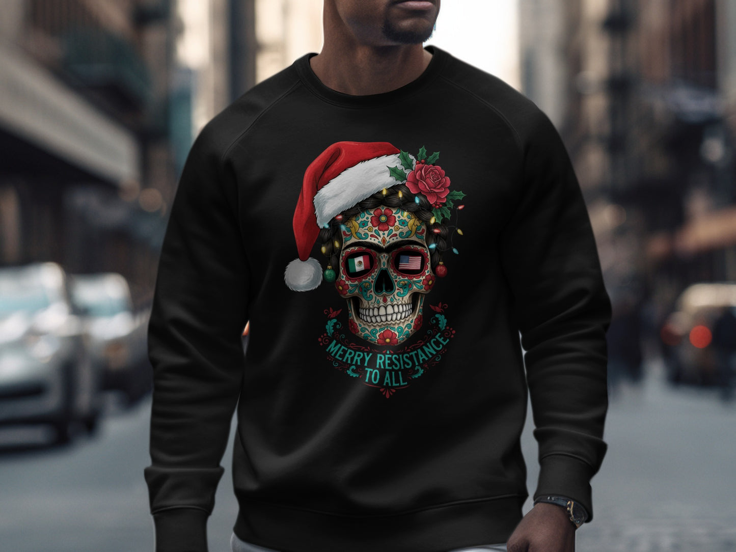 Merry Resistance To All Christmas Skull Sweatshirt