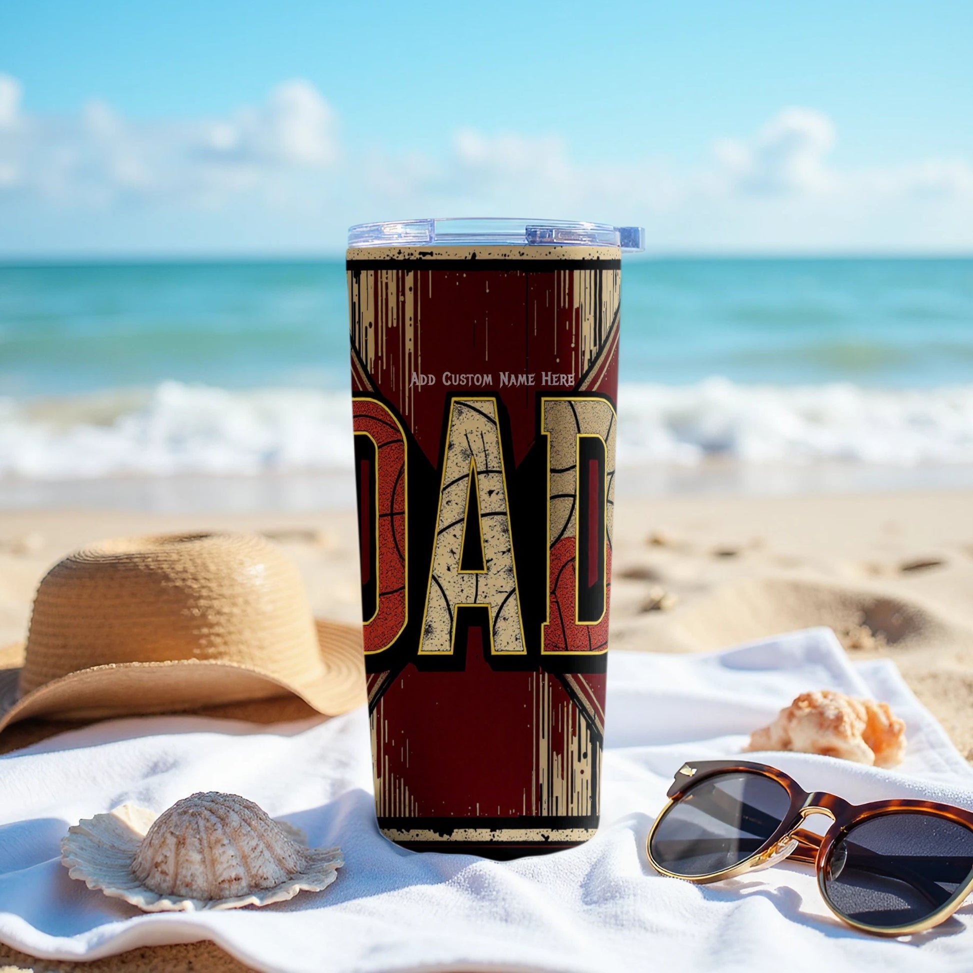 Custom Dad Tumbler with Beach Vacation Theme product type