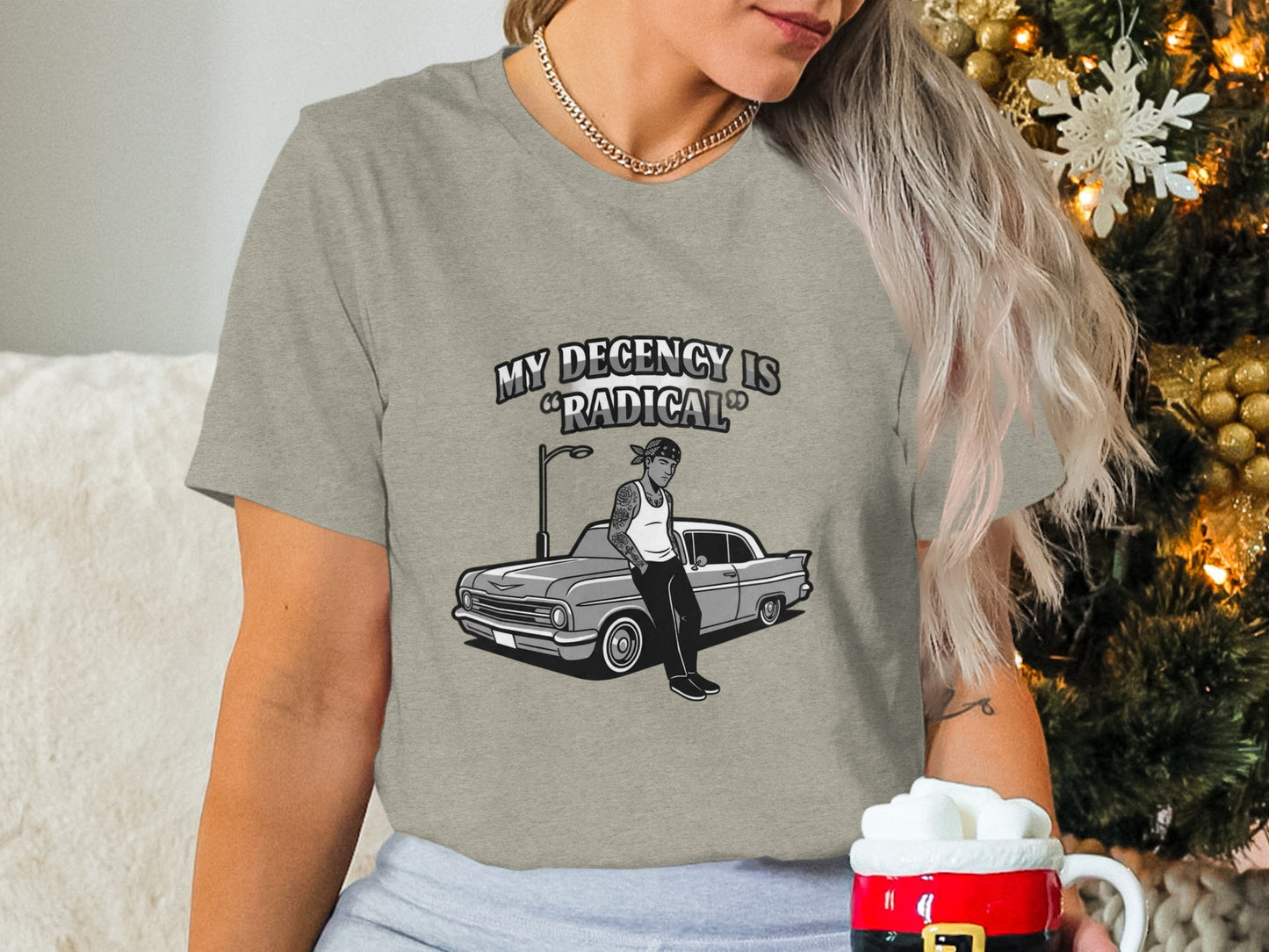 My Decency Is Radical with Car Funny Graphic Tee