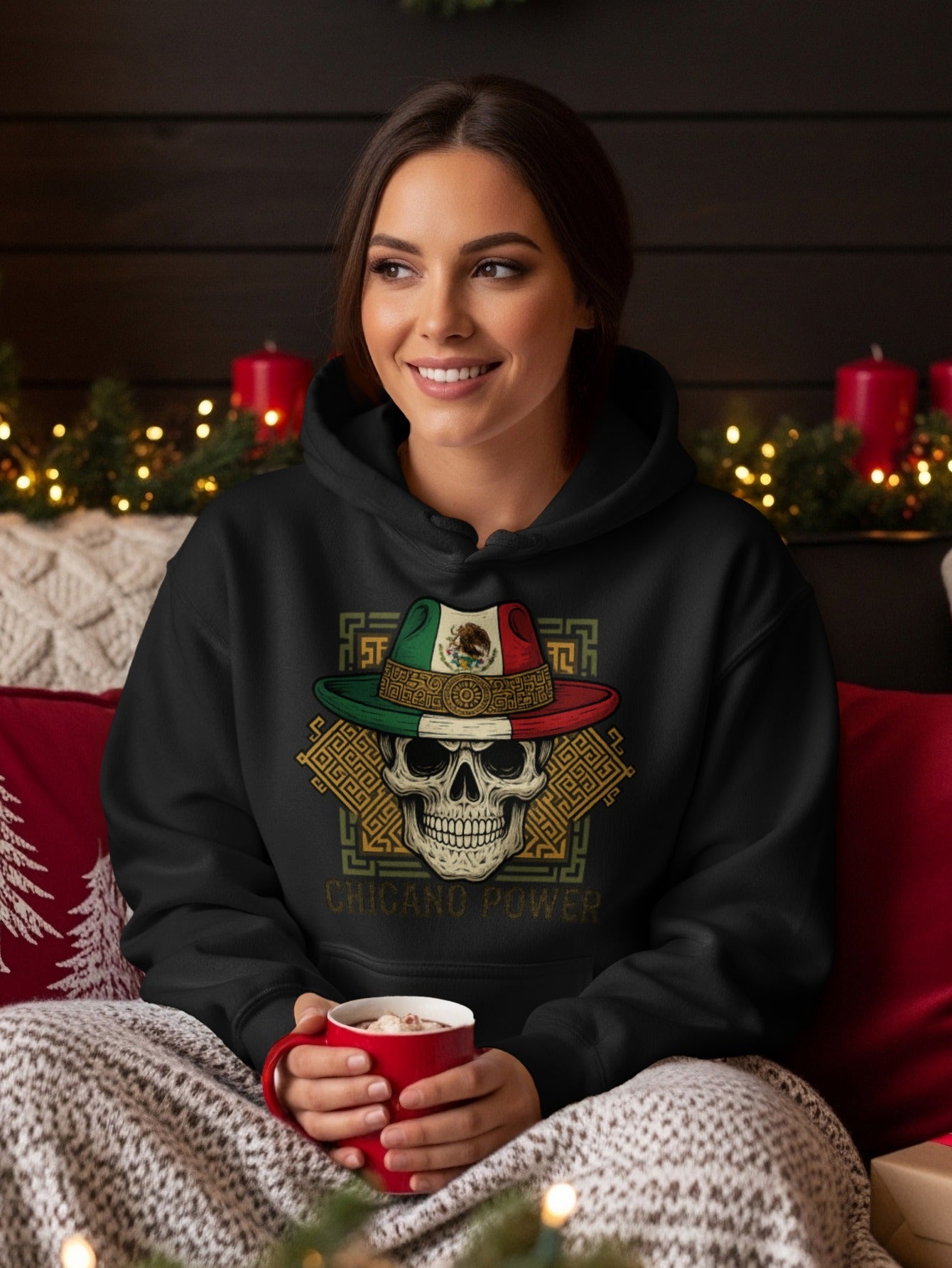 Chicano Power Skull Illustration Hoodie