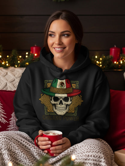 Chicano Power Skull Illustration Hoodie