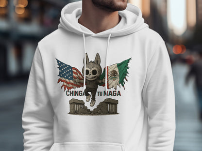 Chinga Tu Naga Hoodie with Skull and Flags Product