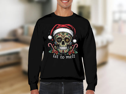 Festive Santa Skull Let to Melt Sweater Holiday Apparel