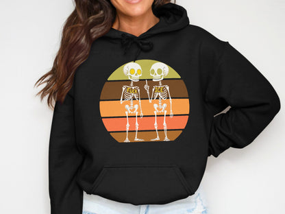 Retro Skeleton Graphic Black Unisex Hoodie product type