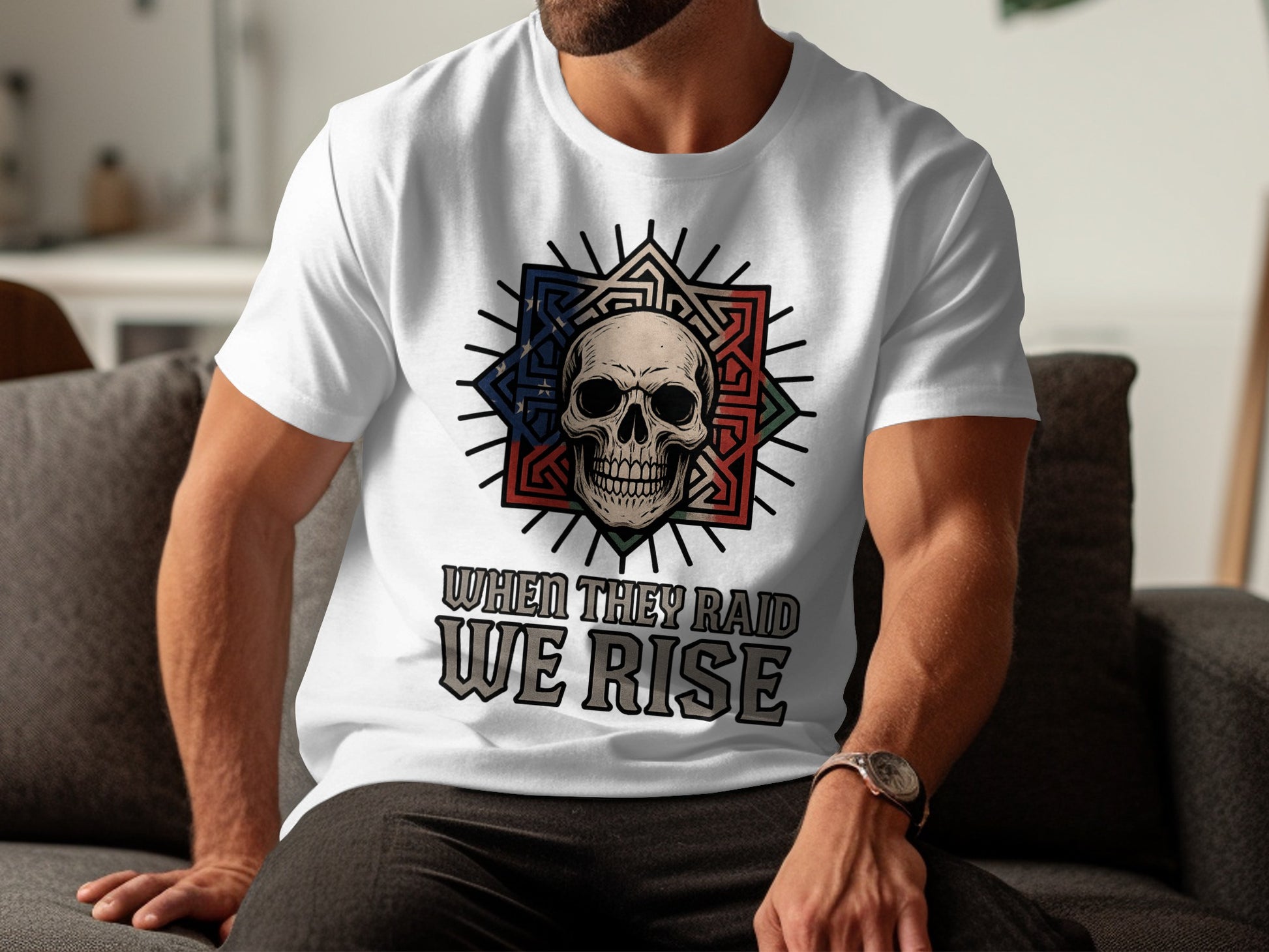 When They Raid We Rise Skull Graphic T-shirt