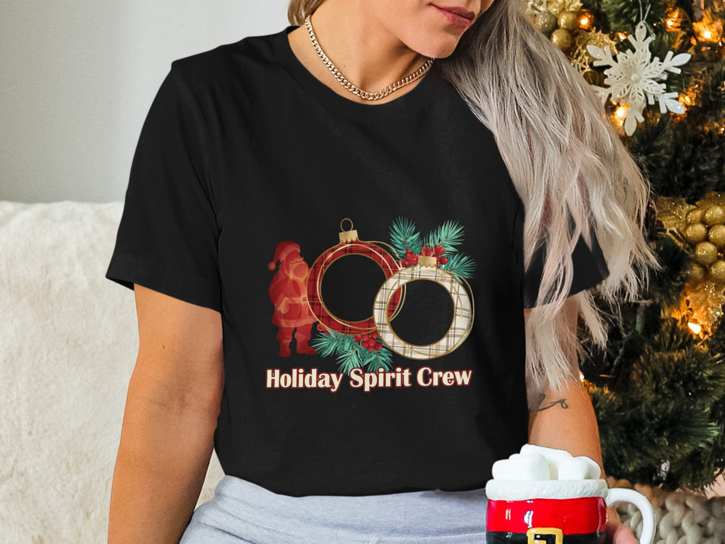 Festive Holiday Spirit Crew T-Shirt for the Season
