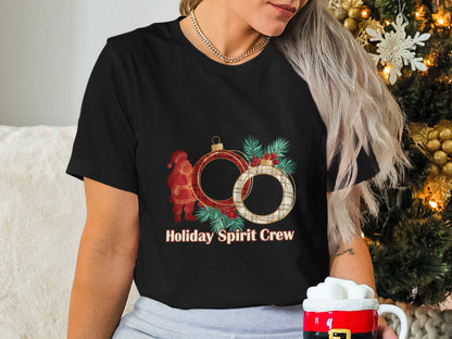 Festive Holiday Spirit Crew T-Shirt for the Season