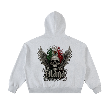Chinga tu Maga Fleeced Full-Zip Boxy Hoodie