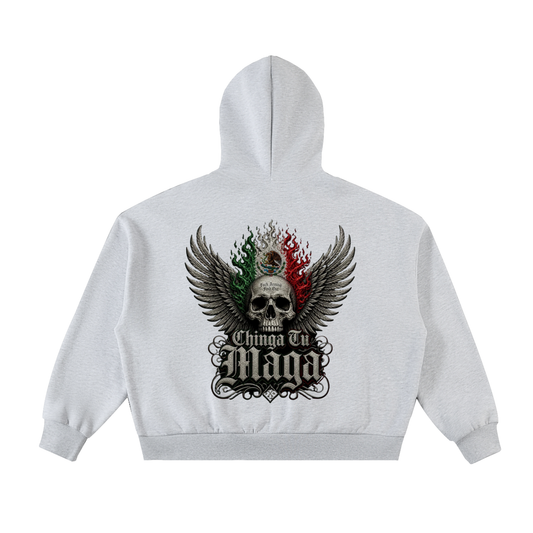 Chinga tu Maga Fleeced Full-Zip Boxy Hoodie