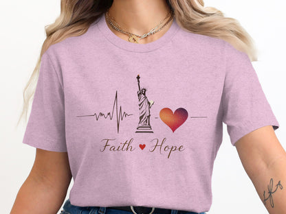 Faith Hope Statue Heartbeat Graphic Tee product