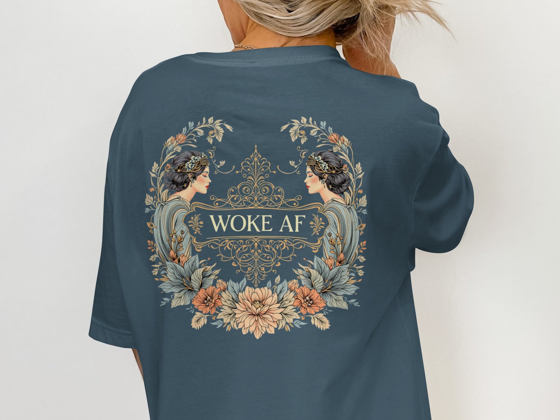 Bohemian Style Woke AF Graphic Design T-shirt