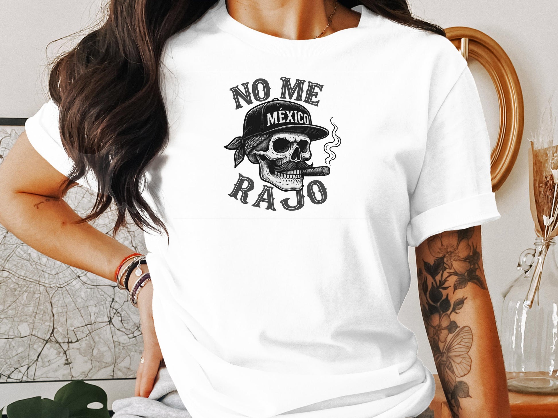 Mexican Skull No Me Rajo T-Shirt Tattoo Art product type