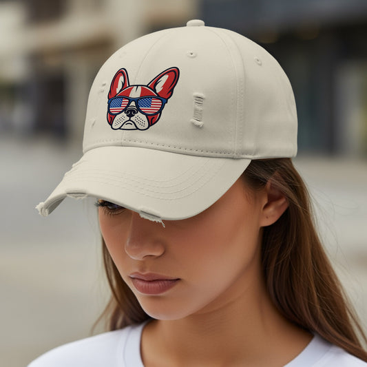 American Bulldog Embroidered Distressed Baseball Cap product
