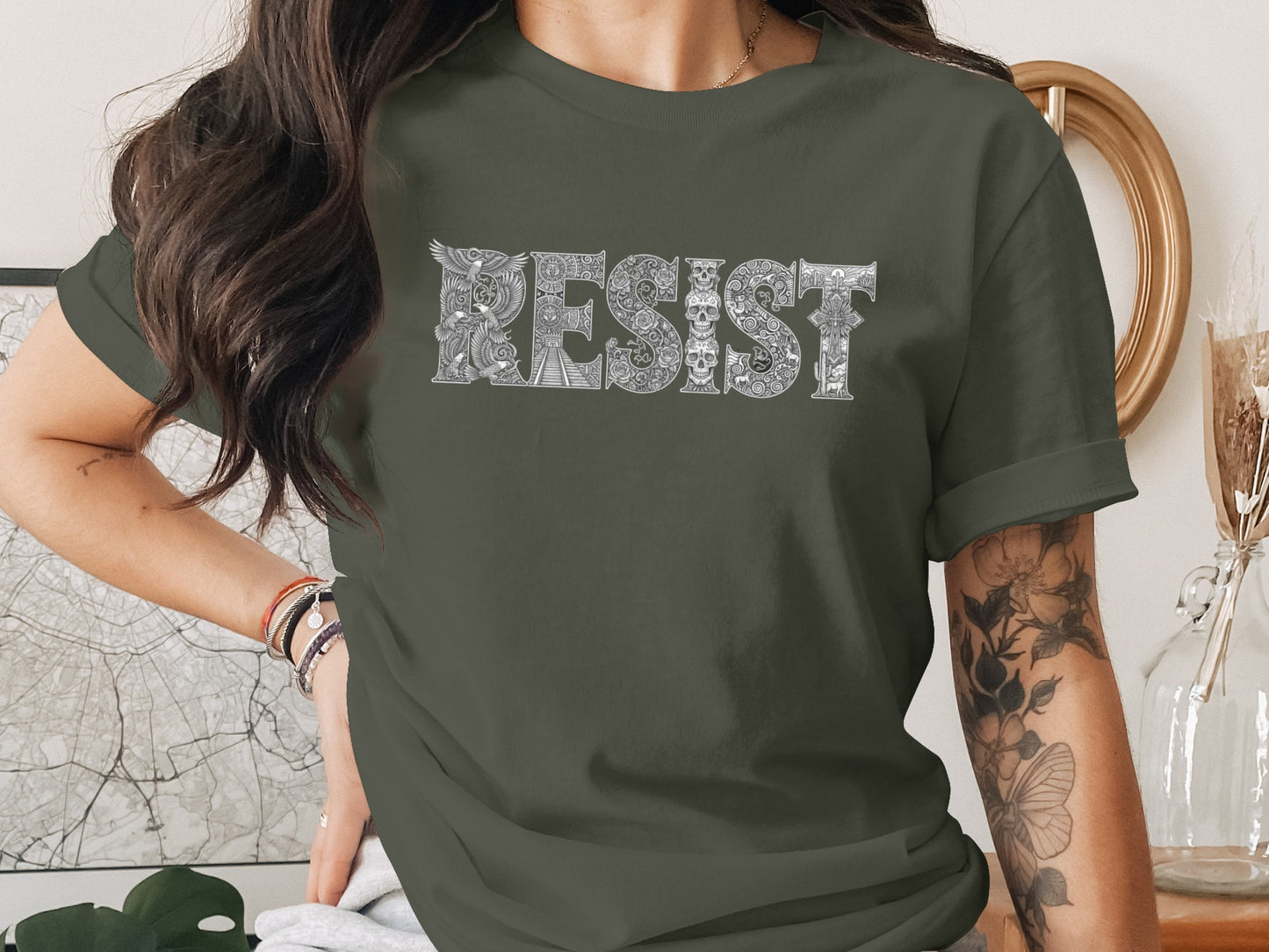 Resist Graphic T-Shirt with Intricate Design