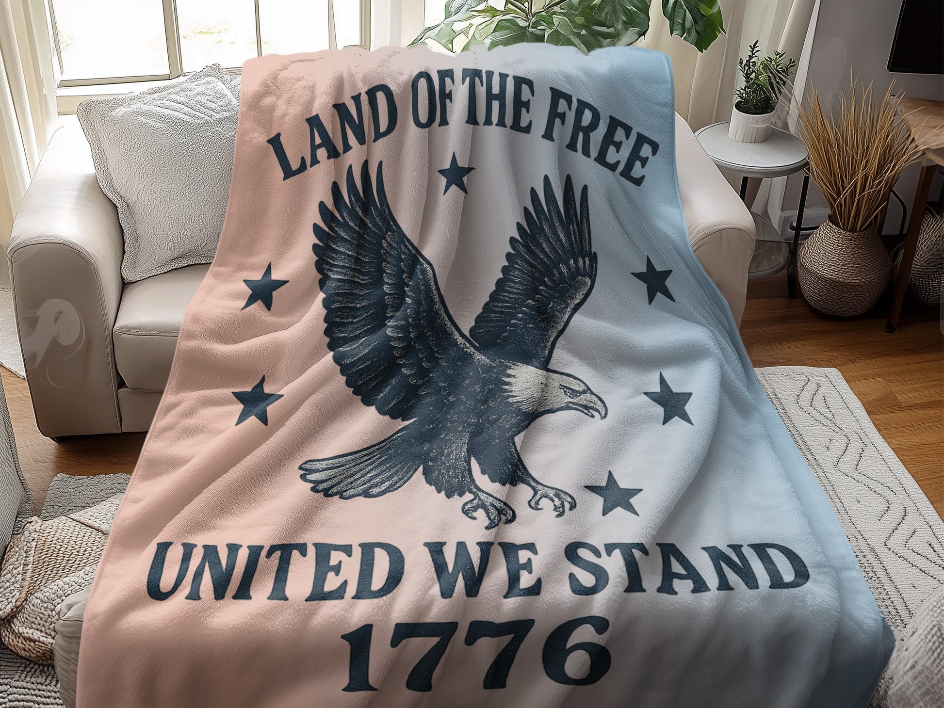 Patriotic Eagle Land of the Free United We Stand Blanket