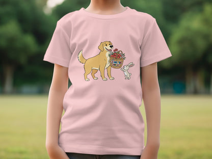 Cute Cartoon Dog and Bunny Graphic Kids T-Shirt