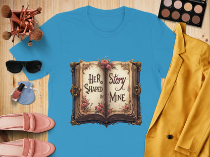 Her Story Shaped in Mine Book Design Shirt Product