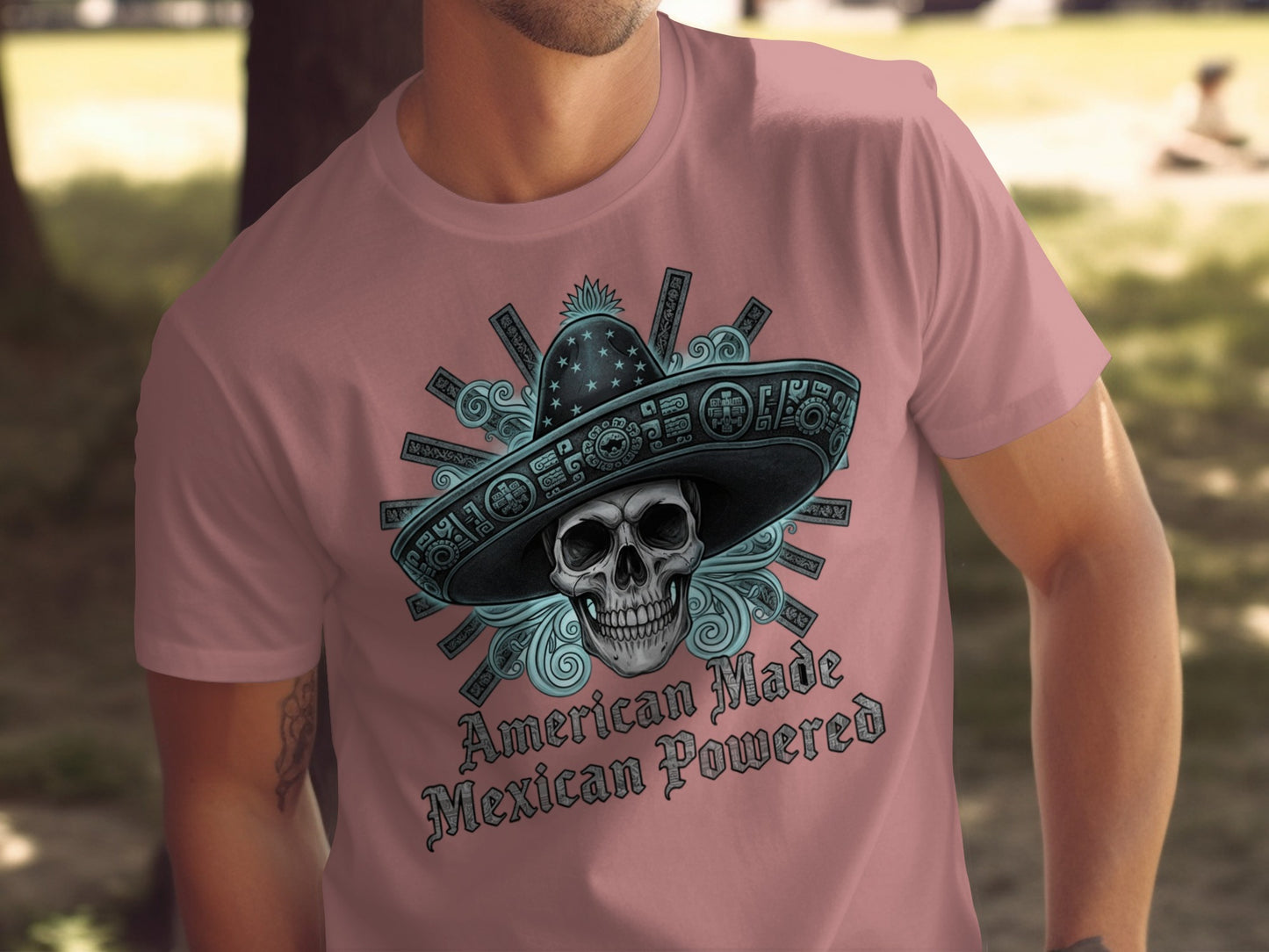 American Made Mexican Powered Skull Design T-Shirt