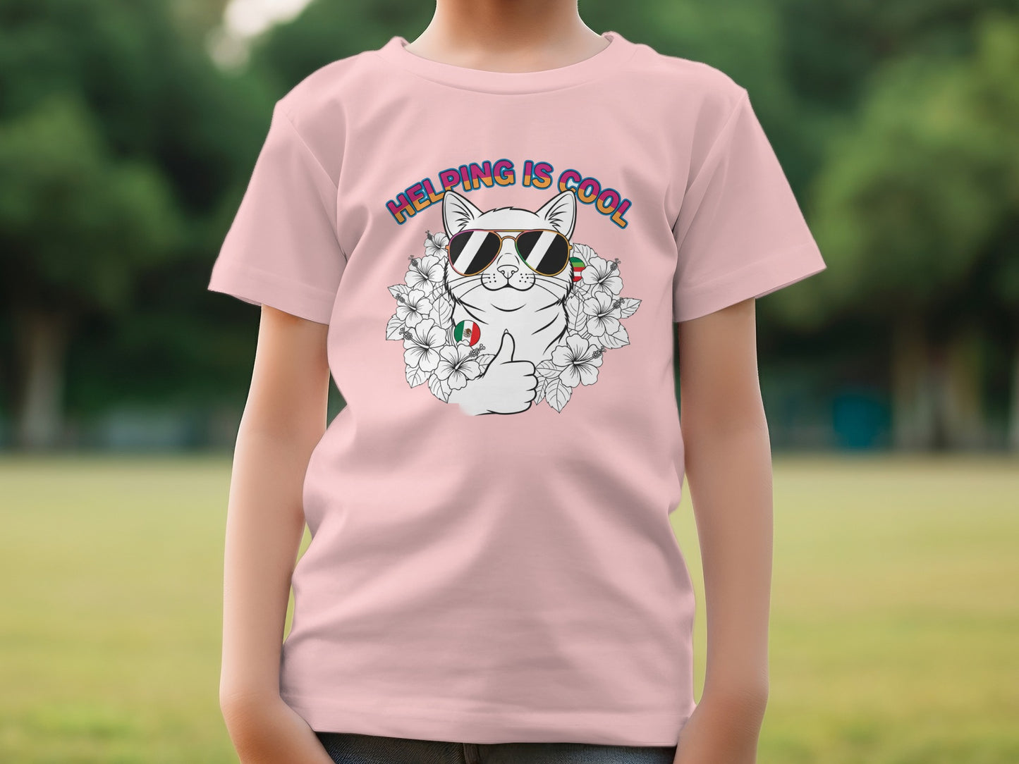 Helping Is Cool Cat with Sunglasses T-Shirt