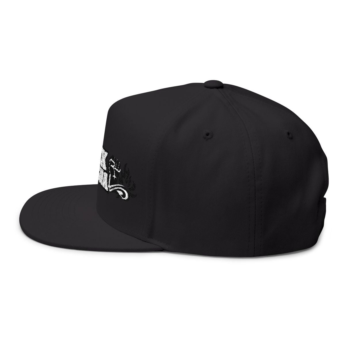 Stylish Black Cap with Embroidered Side Design Hat
