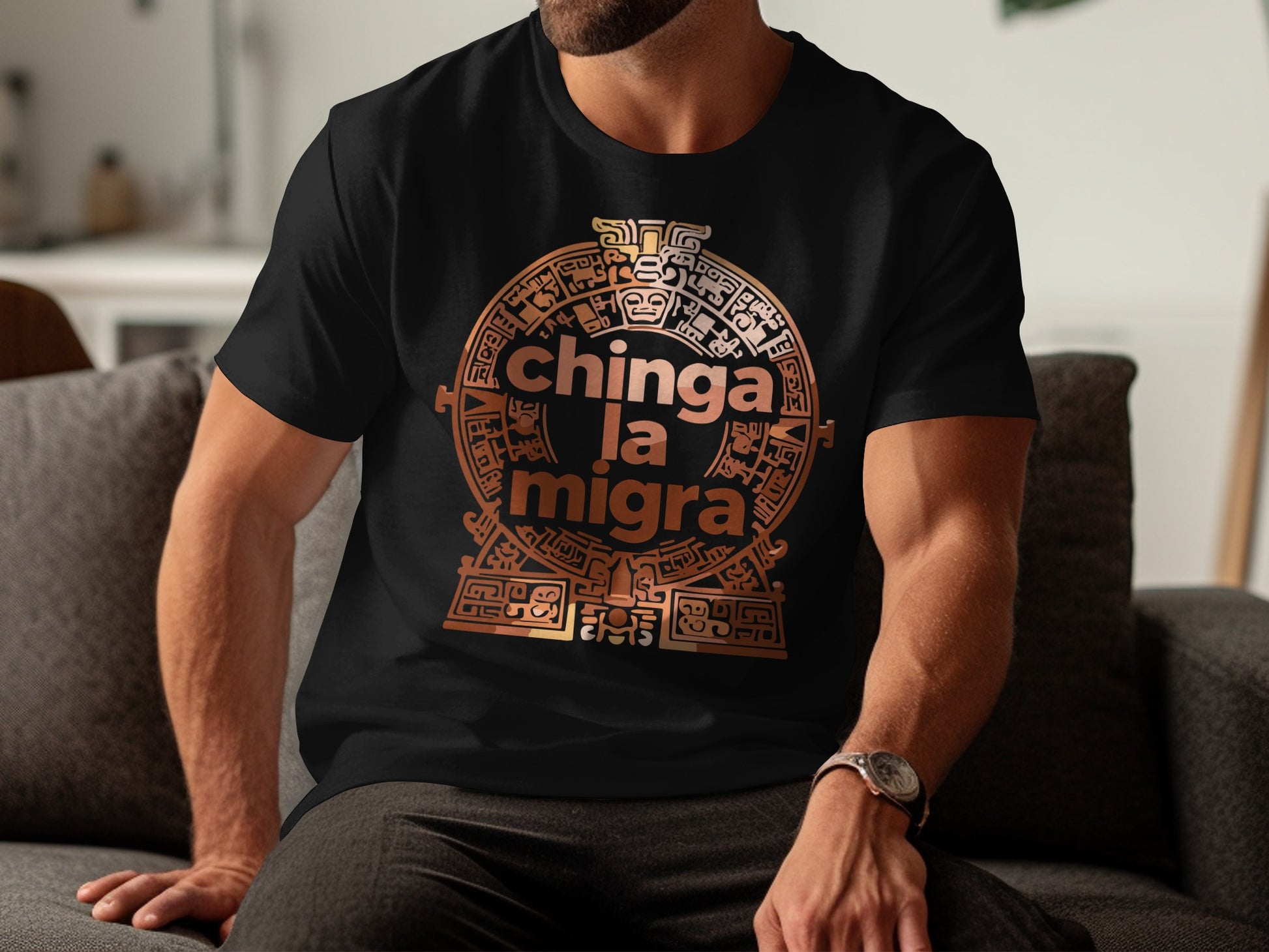 Chinga La Migra Mayan-Inspired Graphic T-Shirt product type