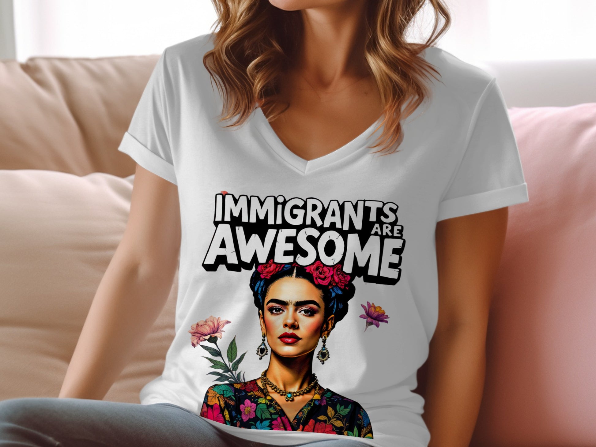 Immigrants Are Awesome V-neck T-shirt