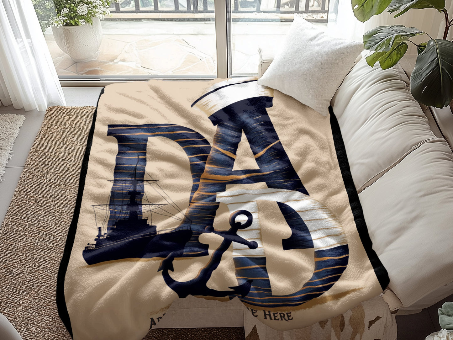 Personalized Dad Anchor Design Blanket product type