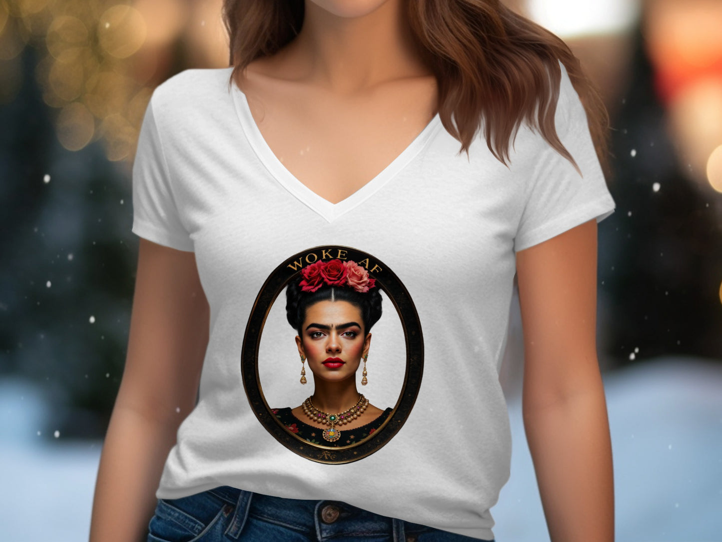 Vintage Style Frida Kahlo Woke AF Graphic Tee product type