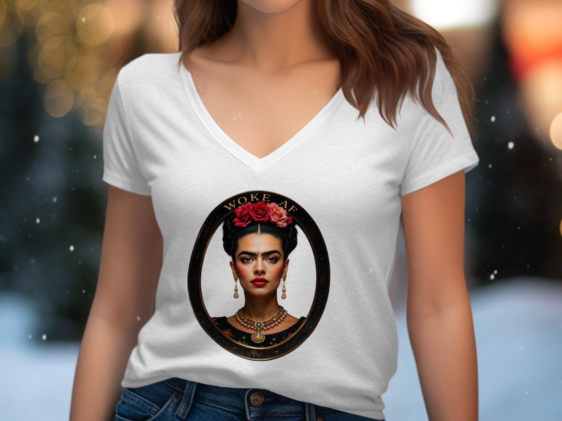 Vintage Style Frida Kahlo Woke AF Graphic Tee product type