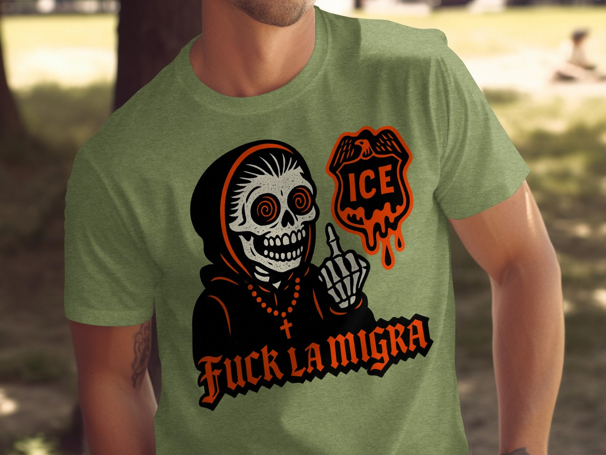 Day of the Dead Inspired ICE Fck La Migra T-Shirt product type