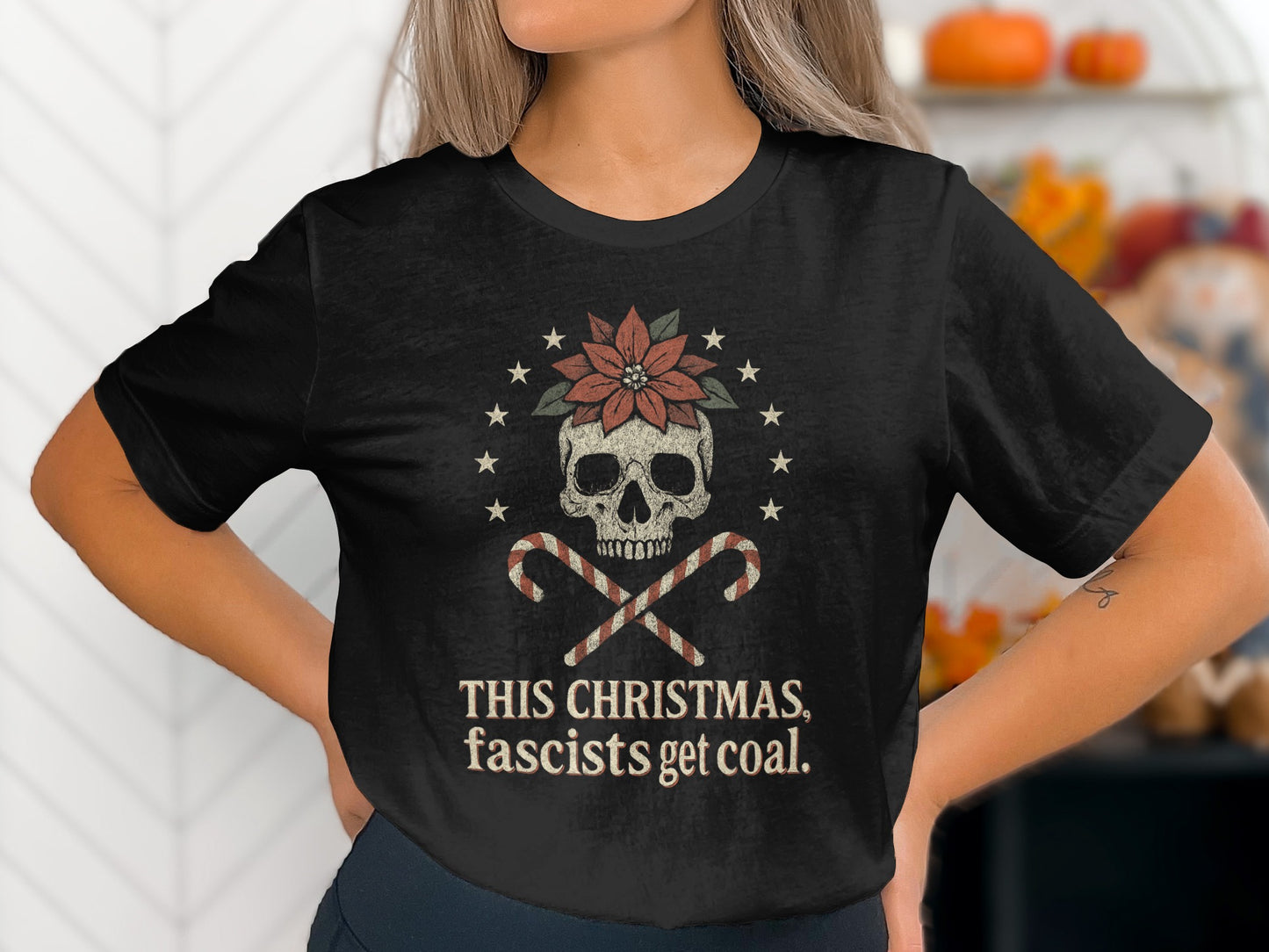 This Christmas Fascists Get Coal Skull T-Shirt