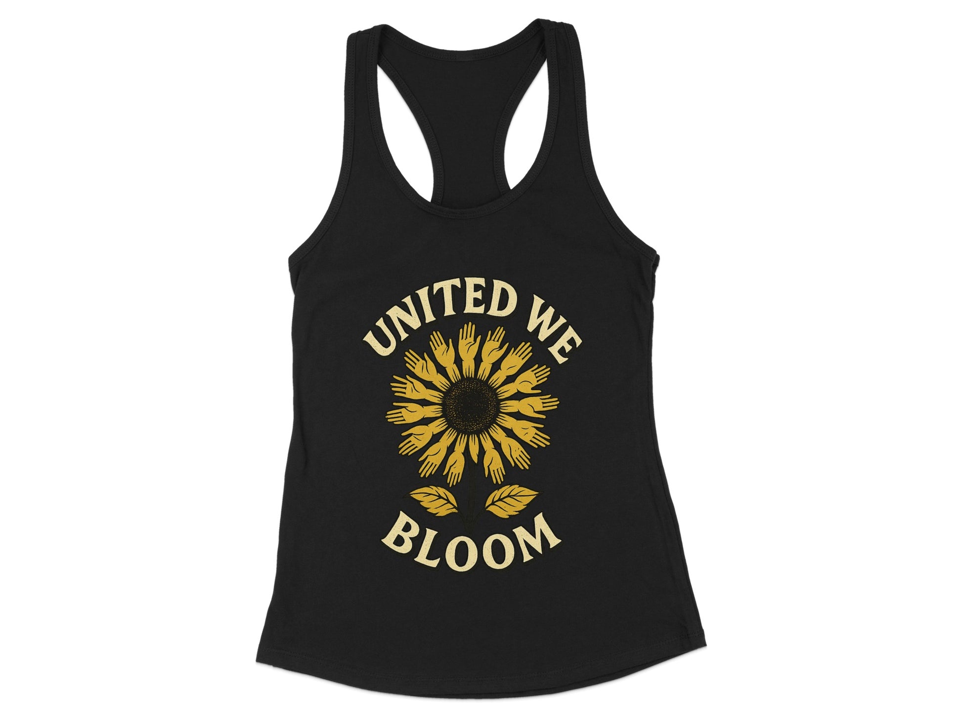 United We Bloom Black Tank Top Apparel