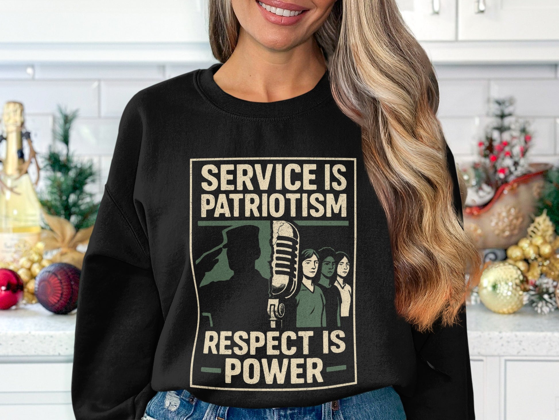 Service is Patriotism Respect is Power sweatshirt product